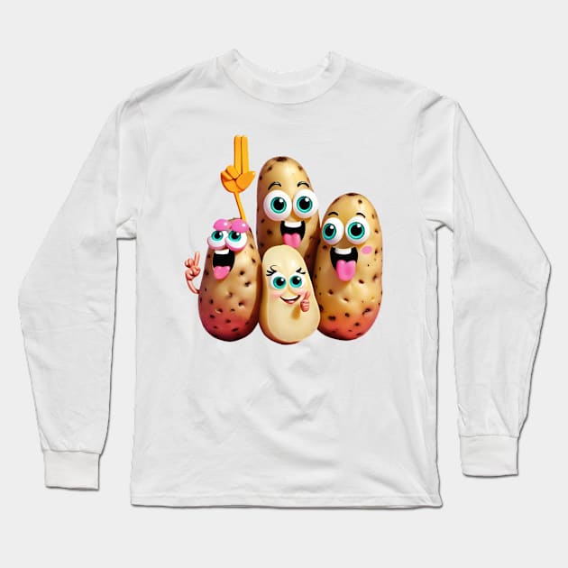 The crazy potato family and the finger obsession Long Sleeve T-Shirt by Human light 